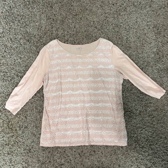 LOFT Tops - LOFT: Romantic Pink Lace Top – Women’s Size